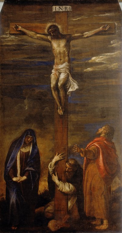 Christ on the Cross with the Virgin, Saint John and Saint Dominic by Tiziano Vecelli